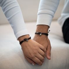 "Unveil the depth of your connection with our Forever Couple Bracelet Set.  Adjustable Size The small bracelet adjusts from 6\" for a closer fit to 9\" for a more relaxed feel. The larger bracelet expands from a snug 6.5\" to a 9\", ensuring comfort for all wrist sizes. Quality Materials Made with premium waxed cord that's both waterproof and durable. Personalization Each bracelet is enhanced with an 8mm stainless steel charm, positioned on the fron for a subtle personal touch. To ensure your br Distance Love, Celtic Knot Designs, Bracelet Couple, Couple Bracelet, Large Bracelet, Small Bracelets, Couple Bracelets, Beaded Anklets, Matching Bracelet