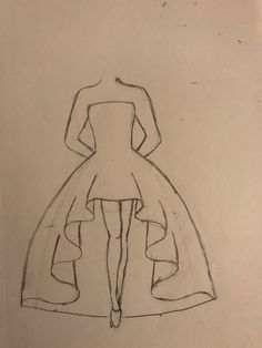 a drawing of a woman's dress with long sleeves and high low skirt on the bottom