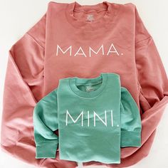 Mama and Mini Pullover Set | Matching Mommy and Me Shirts – KaAn's Designs Mommy And Me Shirts, Mom Of Boys Shirt, Heather Grey Sweatshirt, Mama And Mini, Sibling Gifts, Mommy And Me Shirt, Girl Dad, Bachelorette Party Gifts, With Mom