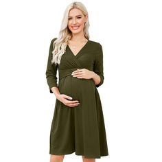 Women's Casual Ruffle Velvet Maternity Dress V Neck Nursing 3/4 Sleeve A Line Party Midi Dress Navy Velvet 2XL Flowy Dress Photography, Short Maternity Dress, Velvet Maternity Dress, Dress For Baby Shower, Maternity Wrap Dress, Party Midi Dress, Loungewear Dress, Room Unique, Midi Dress Fall