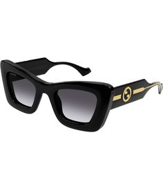 From Gucci&#x2C; these women's sunglasses feature:Injection frameCat eye shapeGradient lensRx ableNon-polarizedApprox. 49mm lens- 23mm bridge- 140mm templeImported. Gucci Luxury Cat Eye Sunglasses With Polarized Lenses, Gucci Luxury Cat Eye Polarized Sunglasses, Gucci Cat Eye Sunglasses With Tinted Lenses, Gucci Designer Cat Eye Sunglasses With Gradient Lenses, Gucci Cat Eye Polarized Sunglasses, Gucci Sunglasses With Mirrored Lenses For Evening, Gucci Cat Eye Sunglasses With Polarized Lenses, Gucci Luxury Cat Eye Sunglasses For Evening, Chic Gucci Cat Eye Sunglasses With Gradient Lenses