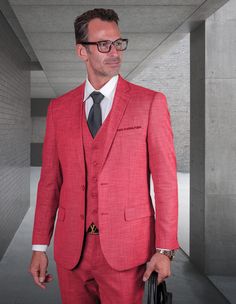 High quality looking?suit has been finely constructed in a luxurious?wool fabric. It is medium-light-weight, which is perfect for year round use. When you feel the softness of the High Twisted fabric, you will know that you are buying one of the best natural fabrics available. Our wool suits are soft, silky, drapes well and resists wrinkles for extra comfort. Pants are open inseam and lined to the knee Herringbone Overcoat, Black And Red Suit, Red Overcoat, Khaki Suits, Ivory Suit, Black Pinstripe Suit, Wool Suits, Grey Pinstripe Suit, Graduation Suits