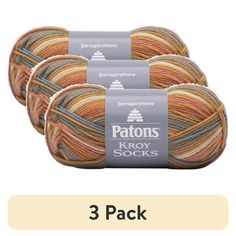 three balls of patons kroy socks yarn