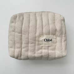 Chloe Cosmetic Makeup Pouch Bag New, Never Used Great For Travel Or Purse Linen Makeup Bag, Rectangular Beige Pouch With Zipper Closure, Beige Shoulder Bag With Zipper Pouch For On-the-go, Beige Pouch Bag With Zipper Closure, Chic Removable Pouch For Errands, Beige Bag With Zipper Pouch For Everyday Use, Beige Bags With Zipper Pouch For Everyday Use, Cream Travel Pouch, Travel Cream Pouch