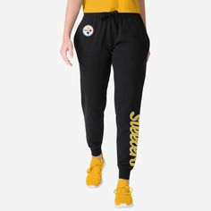 Pittsburgh Steelers Womens Script Wordmark Black Joggers FOCO S - FOCO.com Sporty Black Sweatpants For Workout, Moisture-wicking Sweatpants For Sports, Black Sportswear Sweatpants For Workout, Black Breathable Sweatpants, Athleisure Style, Breathable Black Sweatpants For Workout, Black Go-dry Sweatpants For Gym, Black Go-dry Sweatpants For The Gym, Functional Black Sports Sweatpants, Black Functional Sports Sweatpants