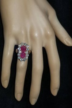 Gorgeous vintage art deco filigree 14k yellow gold natural ruby ring Circ 1920's center set two natural ruby oval shape weight 4.88ct. Size 7.5x6.8mm This stunning ruby is untreated ruby origin Africa lively,nice cut. Gorgeous red color, Side set natural round diamonds weight 1.55ct VS1-G very clean diamonds very brilliant sparkly stones. this ring is tremendously old ring circ 1920's in excellent condition. ring size 7 Resizable Retail value $10,500 net. Appraisal available Art Deco Oval Rose Cut Diamond Jewelry, Oval Rose Cut Diamonds Art Deco Jewelry, Oval Lab-created Ruby Fine Jewelry For Wedding, Oval Lab-created Ruby Wedding Jewelry, Elegant Oval Lab-created Ruby For Weddings, Collectible Ruby Ring In Fine Jewelry Style, Formal Oval Lab-created Ruby Jewelry For Weddings, Collectible Fine Jewelry Ruby Ring, Vintage Diamond Ruby Ring