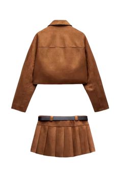 Goodnight Macaroon 'Victoria' Faux Suede Short Jacket & Pleated Skirt Set (Sold Separately) Collared Zip-up Jacket Belted Skirt Measurements: XS - Bust 70cm, Top Length 30cm, Waist 70cm, Bottom Length 3-cm S - Bust 74cm, Top Length 31cm, Waist 74cm, Bottom Length 31cm M - Bust 78cm, Top Length 32cm, Waist 78cm, Bottom Length 32cm L - Bust 82cm, Top Length 33cm, Waist 82cm, Bottom Length 33cm Machine cold and gentle cycle or hand wash cold Lay flat to dry Do not tumble dry Do not iron If you are Fall Long Sleeve Skirt Suit, Solid Long Sleeve Skirt Suit For Fall, Fall Pleated Skirt Suit With Long Sleeves, Fitted Brown Mini Skirt For Fall, Brown Fitted Mini Skirt For Fall, Fitted Mini Skirt Suit For Fall, Fitted Solid Mini Skirt For Fall, Fall Party Skirt Suit, Fitted Skirt Suit For Night Out In Fall