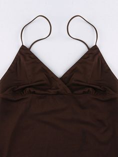 Brown V-neck Mini Dress For Party, Spring V-neck Tank Top For Club, V-neck Bodycon Dress With Built-in Bra For Night Out, Party Satin Stretch Tank Top, Stretch Cami Tank Top For Party, V-neck Bodycon Tops For Club, Stretch Satin V-neck Mini Dress, Stretch Spaghetti Strap Tank Top For Party, Fitted Spaghetti Strap Tank Top For Party