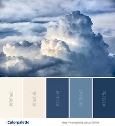 the sky is filled with clouds and blue hues in shades of gray, white, and beige