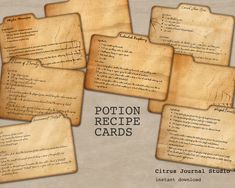 an old paper recipe card with some writing on it and the words potton recipe cards