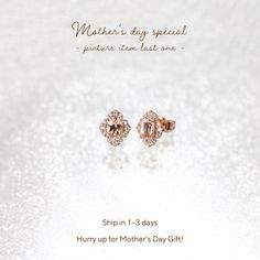 Oval Morganite Diamond Earrings, Natural Gemstone Floral Earrings These oval morganite earrings are the best gift you can give to your best friend. They are made with natural gemstone floral design, set in rose gold and pink stone for a subtle and elegant look. F E A T U R E S [Made to Order] ▶ Gold KT: 925 Sterling Silver Choice of Gold Color: Gold Vermeil in 18K Rose Gold/ 18K Yellow Gold, Sterling Silver Main Stone: Peach Morganite, Oval Shape, 6*4mm, 2 pcs Side Stone: Cubic Zirconia, Round Shape No. of Stone: 24 pcs ▶ Gold KT: 14K  Choice of Gold Color: Rose Gold, Yellow Gold, White Gold  Main Stone: Peach Morganite, Oval Shape, 6*4mm, 2 pcs Side Stone: Natural Diamond, Round Shape No. of Stone: 24 pcs, Est. 0.16ct Width: 8mm/ 0.31 in Height: 9mm/ 0.35 in Ready to Ship in 25-30 Busines Delicate Rose Gold Diamond Earrings As Gift, Delicate Rose Gold Diamond Earrings For Gift, Delicate Rose Gold Diamond Earrings For Anniversary, Delicate Rose Gold Earrings For Mother's Day, 14k Gold Earrings For Anniversary And Mother's Day, Delicate Earrings For Anniversary On Mother's Day, 14k Rose Gold Diamond Earrings For Anniversary, Rose Gold Diamond Earrings Fine Jewelry Gift, Fine Jewelry Rose Gold Diamond Earrings Gift