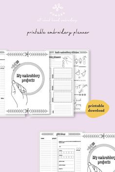 the printable planner is shown in three different colors