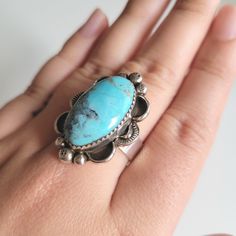 A Beautiful Native American Hand Made Ring. Elegant And Beautiful Southwestern Collectible Jewelry. Unisex Sizing Southwestern Blue Oval Jewelry, Southwestern Style Blue Oval Jewelry, Oval Blue Southwestern Jewelry, Blue Oval Southwestern Jewelry, Bohemian Turquoise Concho Ring, Blue Sterling Silver Western Jewelry, Blue Western Sterling Silver Jewelry, Bohemian Untreated Blue Turquoise Ring, Untreated Blue Western Jewelry