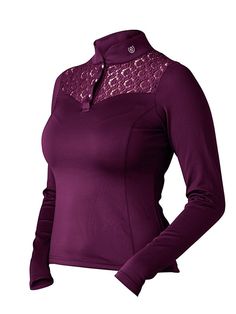 a women's shirt with an open neck and lace detailing on the collarline