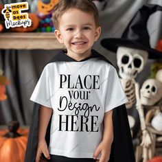 Kids Halloween Shirt Mockup Children's Apparel T-shirt Mockup Little Boy Model Black Bella Canvas 3001t Mock Up Fall Halloween Tee Mocks Your purchase will be arranged as 1 high-resolution blank JPG file.  Please note that this is a digital product, and no physical item will be shipped. The file will be ready to download once your payment is complete. You will receive a message from Etsy via e-mail; it will contain a Download link. Follow the link and save the purchased file to your device. The purchased files will also appear in the Purchases and Reviews section of your account. Remember: you have to be logged into your Etsy account in order to make your purchase. YOU MAY NOT RE-SELL, SHARE or GIVE any of my digital files AS A GIFT.  NOTE Your purchase of any of my listings means your aut Halloween Black Crew Neck Sublimation Design, Black Crew Neck Sublimation Design For Halloween, Customizable Halloween T-shirt, Customizable Short Sleeve Halloween T-shirt, Customizable Short Sleeve Halloween Tops, Customizable Short Sleeve Tops For Halloween, Halloween Shirts Kids, Boy Models, T Shirt Mockup