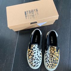 Straye Leopard Print Slip-On Sneakers Size 6.5 (Women’s) New With Tags Yellow Casual Slip-on Sneakers With Round Toe, Casual Yellow Slip-on Sneakers With Round Toe, Yellow Slip-on Low-top Sneakers, Yellow Slip-on Sneakers With Speckled Midsole, Straye Shoes, Leopard Print Slip On Sneakers, Slipon Sneakers, Vans Classic Slip On Sneaker, Slip On Sneakers