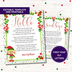 christmas elf letter and printables for kids to use on their own holiday cards