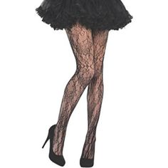 Black Stockings Featuring Micro Net Lace With A Stylish Allover Floral Pattern. Sheer And Sexy, These Lace Tughts Are Great For Masquerade Costumes Or Burlesque Costumes! Items In The Cosplay Section Are Consignment Pieces. Not Open To Offers. Tags Halloween Cosplay Dressup Comiccon Roleplay Theatrical Dance Sexy Costume Gothic Fitted Lace Bottoms, Black Gothic Tight Bottoms, Stretch Lace Tights For Night Out, Party Lace Stretch Hosiery, Gothic Stretch Tights For Night Out, Black Lace Tights For Party, Fitted Lace Thigh-high Tights, Black Tight Gothic Legwear, Black Lace Stretch Tights