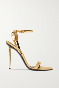 TOM FORD Padlock metallic leather sandals | NET-A-PORTER US