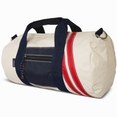 Casual White Bag For Overnight Trips, Sporty White Canvas Bag, Eco-friendly White Outdoor Bags, Everyday Nautical White Bag, White Nautical Everyday Bag, White Recyclable Travel Bags, Sail Canvas Travel Bag, Travel Canvas Bag In Sail Color, Sail Color Canvas Travel Bags