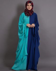 Islamic Contrast one piece Casual Abaya Blue Embroidered, Flared, Crepe, Wedding, Blue, Abayas:Arabic Attire #abayadress #muslimdress #islamic #womendresses #hijabidress #abaya #abayamuslim #islamicdresses #embroiderydesigns #partywearabaya #modestwear #abaya Muslim Fashion Modern, Qatar Clothing, Modern Dresses For Women, Halal Fashion, Islamic Clothing Abayas, Fashion Abaya, Casual Abaya, Dance Competition Dress, Big Sleeves