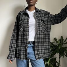 vintage unisex oversized button up long sleeves plaid shirt  Men's Size: L Model is size S  Height 5'9 💛Please refer to measurements for accurate fit💛 Shoulder to shoulder: 21" Pit to pit: 24.5" Arm length unfolded: 24" Length: 31.5" Brand: Architect  Material: Acrylic-Polyester  📌Please read shop policy📌 💕Ask me any questions💕 #depop #flannelshirt #vintage #streetwear #vintage Oversized Plaid Flannel Shirt With Pockets, Oversized Plaid Shirt For Streetwear, Relaxed Fit Plaid Flannel Shacket, Oversized Flannel Shirt For Winter Streetwear, Oversized Winter Flannel Shirt For Streetwear, Plaid Long Sleeve Flannel Shirt For Streetwear, Plaid Long Sleeve Shacket For Streetwear, Plaid Long Sleeve Flannel Shirt With Button Closure, Relaxed Fit Button-up Flannel Shirt For Streetwear