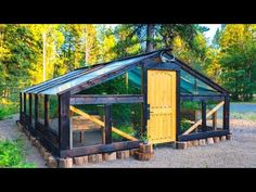 How We Built This Greenhouse for Under $3K | Timber Frame Custom Greenho... Timber Frame Greenhouse, Custom Greenhouse, Wood Frames Diy, Timber Greenhouse, Modern Greenhouses, Greenhouse Frame, Glass Greenhouse, Timber Logs