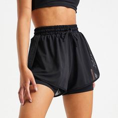 Originally Bought From Asos. Never Worn, Size Small Black Bottoms For Summer Workout, Stretch Black Shorts For Summer, Black Sports Bottoms For Summer, Black Stretch Shorts For Summer, Black Athletic Shorts With Built-in Shorts For Summer, Black Bottoms For Gym In Summer, Black Athleisure Bottoms For Summer, Black Summer Gym Bottoms, Black Stretch Shorts For Vacation