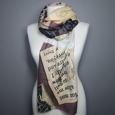 "1 pc Pride and Prejudice Book Scarf Darcy qoute scarf, Pride and Prejudice , Jane Austen Book Scarf, Gift For Her Women's scarves, classic literature, literary, librarian, book lover woman gift Literary Book Lover gift for her- Writer - Librarian - bookworm - book reading Beautiful Pride and Prejudice Shawl Scarf. This scarf is very soft and cozy. You will love this scarf ! A classic 1813 novel written by Jane Austen \"Pride and Prejudice\" book some literary words and pages printed on soft , y Known Quotes, Book Scarf, Inspirational Writing, Jane Austen Quote, Pride And Prejudice Book, Jane Austen Quotes, Jane Austen Books, Orange Scarf, Free Scarf