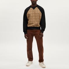 100% cotton Knit rib: 100% cotton Length: 26 Model is 6'2 (188cm) and wears a size M Style No. CO825 Casual Brown Sweater With Ribbed Neckline, Brown Cotton Ribbed Sweater, Ribbed Cotton Sweater For Streetwear, Casual Brown Sweater For Work, Crew Cotton Sweater For Fall, Crew Neck Cotton Sweater For Fall, Cotton Crew Sweater For Fall, Ribbed Cotton Sweatshirt With Relaxed Fit, Cotton Sweater With Ribbed Cuffs For Work