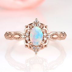 Australia Accent, Vintage Opal Engagement Ring, Australian Opal Ring, October Birthstone Jewelry, Natural Opal Ring, Popular Engagement Rings, Opal Engagement Ring, London Blue Topaz Ring, Opal Engagement