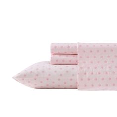 pink and white polka dot sheet set