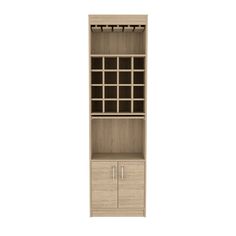 an open bookcase with two doors and drawers