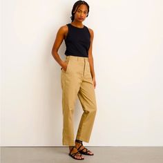 Slim-Fitting Pant With Adjustable Waist Tabs For A More Tailored Fit. High Waisted With A Straight Leg. 28.75” Around The Waist And 38.5” Around The Hip. Front Rise: 11.6”, Inseam: 29”. Striped Pocket Lining. New With Tag. Size 2. Fitted High-waisted Summer Chinos, Summer Wide Leg Fitted Chinos, Khaki Straight Leg Chinos For Summer, High-waisted Summer Chinos For Workwear, Summer High-waisted Chinos For Work, Chic Summer Tapered Leg Chinos, Chic Summer Chinos With Tapered Leg, Summer Workwear Tapered Leg Chinos, Non-stretch Workwear Chinos