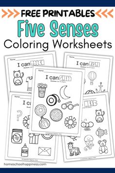 five coloring worksheets with the text free printables