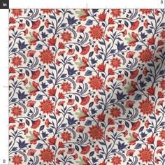 an image of a red and blue floral pattern