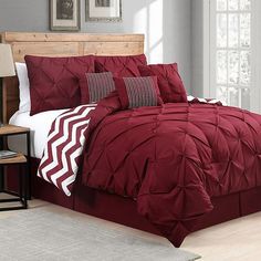 burgundy pintuck duvet cover Velvet Duvet, Twin Comforter Sets, Twin Xl Comforter, Twin Comforter, King Comforter Sets, Bed In A Bag, Queen Comforter, King Comforter