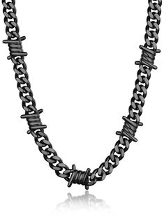 PRICES MAY VARY. 🖤 Top Quality Material: NO ALLOY---Made with durable 316L stainless steel, superb color-plating, no color-fading, friendly to skin, you will feel the weight and texture. 🖤 Trendy Design: Based on the classic cuban chain, add the gothic barbed wire thorns, be careful, it is chunky and heavy，and with toxic temptation, make you stands out in the crowded. 🖤 Made for both women and men who are favor of gothic punk style, or have a fierce strong personality, it will be a great matc Edgy Black Chain Link Jewelry, Black Chain Link Edgy Jewelry, Punk Style Black Metal Chain Necklace, Thorn Accessories, Punk Black Chain Necklace With Silver Chain, Black Nickel-free Punk Necklaces, Gothic Stainless Steel Chain Necklace, Black Nickel-free Punk Necklace, Skull Choker