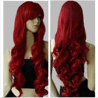 Description: Material: 100% Japanese Kanekalon Fiber Cap Size: Average Color Selection: As the pictu Blue And Red Hair, Red Cosplay, Diy Kostüm, Spiral Curls, Red Wigs, Side Bangs, Anime Hair, Full Wigs, Cosplay Wig