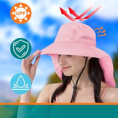 Step into the great outdoors with confidence in the Sun Cube Wide Brim Sun Hat with Neck Flap, designed to offer unmatched sun protection and comfort. This hat is a must-have accessory for any outdoor enthusiast, whether you're fishing, hiking, or enjoying a safari adventure.

- **Material:** High-quality, water and stain-resistant nylon
- **Color:** Vibrant Pink
- **Size:** 24 inches head circumference
- **Gender:** Female
- **Features:** UPF 50+ protection, wide brim, neck flap, breathable mes Uv Protection Bucket Hat For Outdoor, Uv Protection Bucket Hat For Outdoor Activities, Adjustable Bucket Hat With Uv Protection For Camping, Pink Wide Brim Sun Hat For Outdoor Activities, Waterproof Adjustable Sun Hat For Summer, Waterproof Adjustable Sun Hat For Beach, Waterproof Sun Hat For Summer Outdoor Activities, Breathable Bucket Hat For Outdoor Summer, Summer Waterproof Adjustable Hats