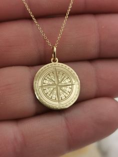 065 Inch 165mm Compass Necklace 14K Solid Gold Compass - Etsy Compass Jewelry, Valentine Gift For Wife, Custom Pendant, Compass Pendant, Compass Necklace, Solid Gold Necklace, Book Jewelry, Custom Pendants, Simple Necklace