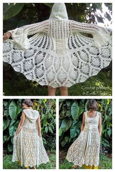 crochet shawl pattern for women's dress with open back and collar