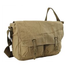 * Size: 15 * 9 * 6" * 2 Front Pockets Under Flat Over Panel; Button Closure * 100% Cotton Canvas; Genuine Leather Parts * Zipper Closure; Internal Pocket And Pen Holders * Vintage Brass Fitting Hardware;16oz Durable Thick Canvas Vintage Khaki Shoulder Bag For Everyday, Everyday Vintage Khaki Shoulder Bag, Classic Bag With Hasp Closure For Everyday Use, Vintage Khaki Bags For Daily Use, Vintage Flap School Bag, Everyday Flap Shoulder Bag With Snap Closure, Classic Beige Flap Bag, Vintage Canvas Satchel With Pockets, Classic Tote Bag With Pockets