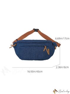 BirdinBag - Womens Denim Crossbody Chest Bag - Stylish and Functional Sling Pack Casual Satchel With Anti-theft Pocket, Casual Denim Blue Shoulder Bag For On-the-go, Denim Blue Casual Satchel Bag, Denim Blue Shoulder Bag With Pockets For Travel, Denim Crossbody School Bag, School Shoulder Bag In Denim Blue With Pockets, Casual Denim Blue Crossbody Bag, Denim Blue School Bag With Pockets, Denim Blue Crossbody Bag With Pockets