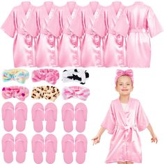 PRICES MAY VARY. Spa Party Set: you will receive 6 pieces of spa ropes for kids in size 8, 6 pieces of skincare headbands of different styles and 6 pairs of average size disposable slippers, which are sufficient for you to wear and share with your friend and family on a spa day Reliable Materials: the spa robes for girls party are mainly made of soft polyester fabric, the face wash headband is mainly made of soft fleece, and the pedicure slippers are mainly made of EVA material and make it comfo Kids Spa Slippers, Party Favors Kids Spa, Spa Party Birthday Kit Printable, Spa Party Face Mask For Kids, Cheetah Spa Party, Spa Party Tents, Spa Set For Kids, Spa Day Free Printables, Spa Slumber Party Games