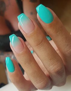 Fun Nails Colors, Pretty Colors For Nails, Pretty Summer Nail Designs, Cute Nails For Vacation Simple, Neon Ombre Nails Short, Single Color Gel Nails, Nail Inspo For Vacation, Square Gel Nails Summer, August Nails Acrylic