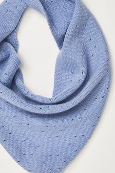 Designed to add the perfect timeless touch to absolutely any look, this so cool scarf is featured in a triangle, bandana-inspired design and eyelet fabrication for a super versatile, vintage-inspired finish. | Essential Triangle Scarf by Free People in Blue Knit Triangle Scarf, Cool Scarf, Triangle Bandana, Knit Triangle, Shawl Knitting, Small Scarf, Shawl Knitting Patterns, Triangle Scarf, Scarf Pattern