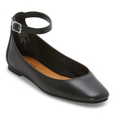 These a.n.a women's Kelsey ballet flats are a mod style to elevate everyday looks for the office or brunch with friends. Made from smooth faux leather, these closed square-toe shoes come with an ankle strap closure for added support. Wear them with pants and a shirt or an a-line dress. Closure Type: BuckleShoe Heel Height: 1/2 InchUpper/Outer Base Material: 100% TextileShoe Lining Material: PolyurethaneSole Material Content: 100% Thermoplastic-RubberToe Type: Square Toe, Closed ToeShoe Strap Typ Shoes Ballet Flats, Ballet Flats Black, Square Toe Shoes, Mod Style, Black Ballet Flats, Mod Fashion, Toe Shoes, Ballet Flat Shoes, Everyday Look