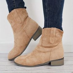 Category:Boots; Upper Materials:PU; Season:Fall,Winter; Heel Type:Low Heel,Chunky Heel; Gender:Women's; Toe Shape:Pointed Toe; Type:Booties Ankle Boots; Style:Casual,Elegant,Minimalism; Heel Height(inch):<1; Outsole Materials:Rubber; Occasion:Daily,Outdoor; Closure Type:Loafer; Pattern:Solid Color; Listing Date:08/07/2023; Production mode:External procurement; 2024 Trends:Slouchy Boots,Plus Size; Foot Length:; Foot Width:; SizeChart1_ID:2:184043; Size chart date source:Provided by Supplier. Fall Suede Martin Boots With Closed Toe, Fitted Round Toe Booties For Fall, Fall Ankle-high Beige Martin Boots, Medium Width Closed Toe Martin Boots For Fall, Medium Width Martin Boots With Closed Toe For Fall, Fall Martin Boots Closed Toe, Casual Martin Boots With Low Heel For Fall, Suede Booties With Round Toe For Fall, Suede Round Toe Booties For Fall