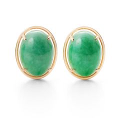 Gump's Signature Apple Green Jade Cabochon Earrings Jade Jewelry Design, Merry Widow, Signature Jewelry, Apple Green, Green Jade, Jade Green, Good Luck, Jade, Gemstone Rings